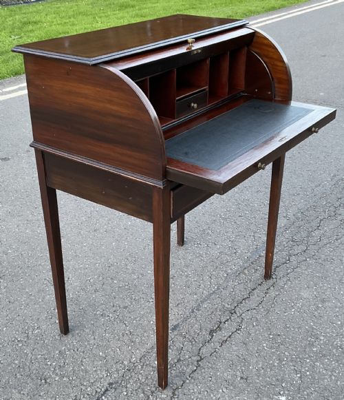 EDWARDIAN INLAID MAHOGANY SMALL ROLLTOP DESK - ADDITIONAL PHOTO 7