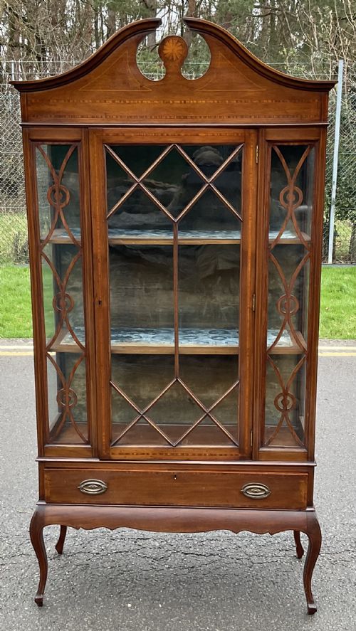 Edwardian Inlaid Mahogany China Display Cabinet