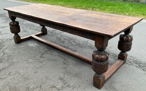 Tudor Style Large 8 Ft Oak Dining Table