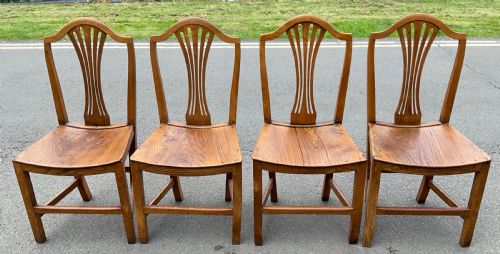 Set of Four Georgian Elm Dining Chairs