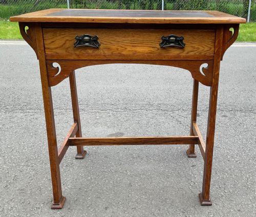 ART NOUVEAU OAK WRITING TABLE - ADDITIONAL PHOTO 2
