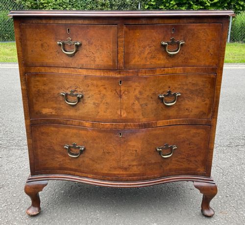 WALNUT SERPENTINE CHEST OF DRAWERS - ADDITIONAL PHOTO 4