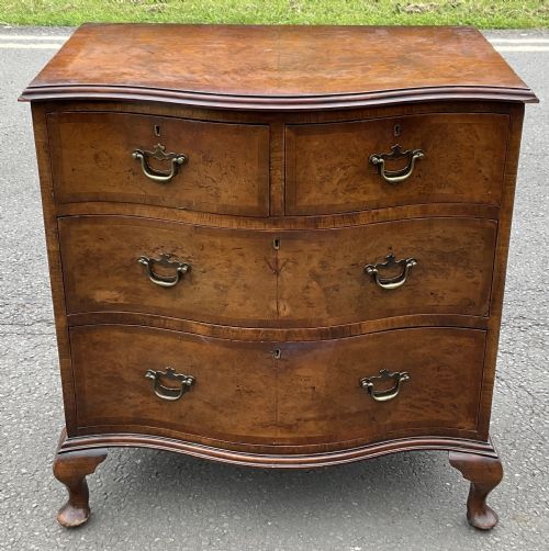 WALNUT SERPENTINE CHEST OF DRAWERS - ADDITIONAL PHOTO 5