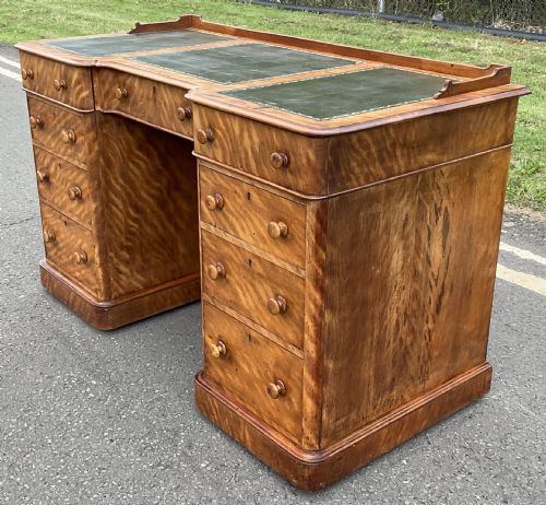 VICTORIAN SATIN BIRCH PEDESTAL WRITING DESK - ADDITIONAL PHOTO 2