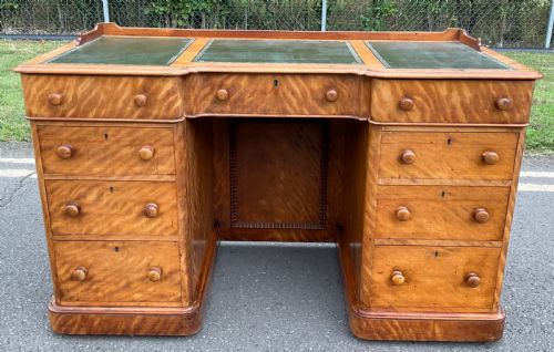VICTORIAN SATIN BIRCH PEDESTAL WRITING DESK - ADDITIONAL PHOTO 4
