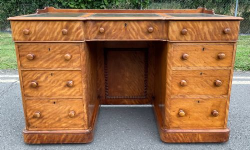 VICTORIAN SATIN BIRCH PEDESTAL WRITING DESK - ADDITIONAL PHOTO 7