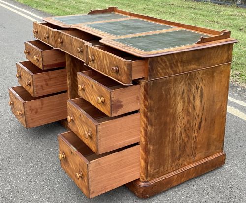 VICTORIAN SATIN BIRCH PEDESTAL WRITING DESK - ADDITIONAL PHOTO 8