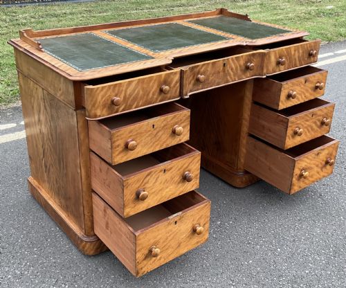 VICTORIAN SATIN BIRCH PEDESTAL WRITING DESK - ADDITIONAL PHOTO 9