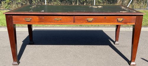 EDWARDIAN MAHOGANY PARTNERS WRITING DESK - ADDITIONAL PHOTO 1