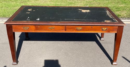 EDWARDIAN MAHOGANY PARTNERS WRITING DESK - ADDITIONAL PHOTO 5