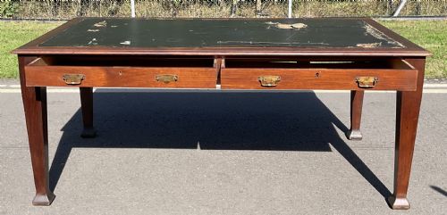 EDWARDIAN MAHOGANY PARTNERS WRITING DESK - ADDITIONAL PHOTO 7