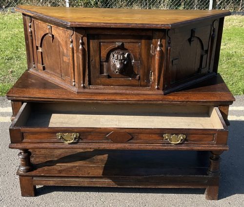 ANTIQUE SMALL OAK COURT CUPBOARD - ADDITIONAL PHOTO 5