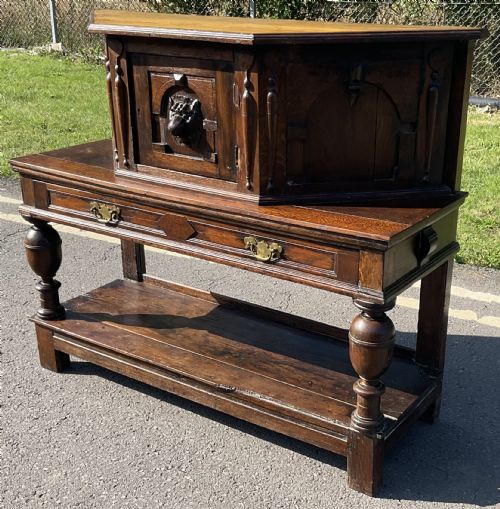 ANTIQUE SMALL OAK COURT CUPBOARD - ADDITIONAL PHOTO 6
