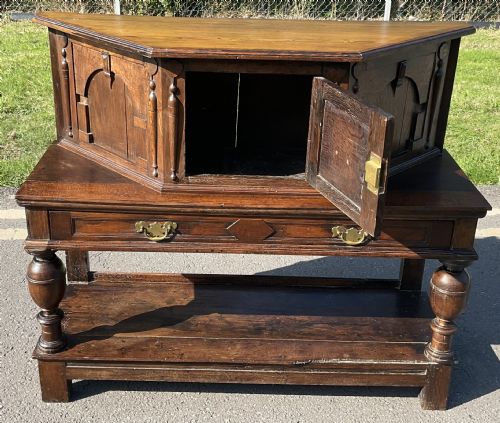 ANTIQUE SMALL OAK COURT CUPBOARD - ADDITIONAL PHOTO 8