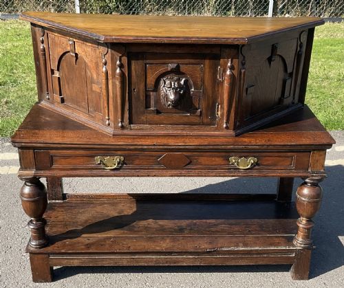 ANTIQUE SMALL OAK COURT CUPBOARD - ADDITIONAL PHOTO 9