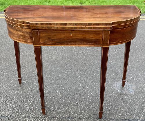 GEORGIAN INLAID MAHOGANY FOLDOVER TEA TABLE - ADDITIONAL PHOTO 1