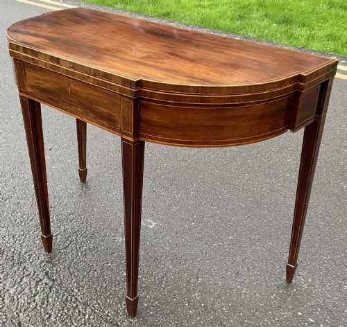 GEORGIAN INLAID MAHOGANY FOLDOVER TEA TABLE - ADDITIONAL PHOTO 3