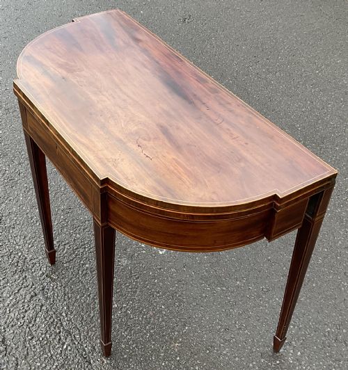 GEORGIAN INLAID MAHOGANY FOLDOVER TEA TABLE - ADDITIONAL PHOTO 4