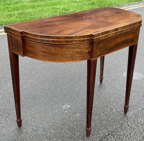 GEORGIAN INLAID MAHOGANY FOLDOVER TEA TABLE - ADDITIONAL PHOTO 7