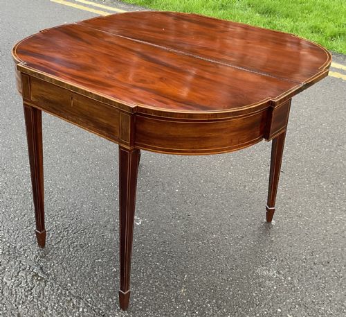 GEORGIAN INLAID MAHOGANY FOLDOVER TEA TABLE - ADDITIONAL PHOTO 11
