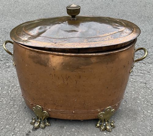 OVAL BRASS LIDDED LOG BIN - ADDITIONAL PHOTO 4