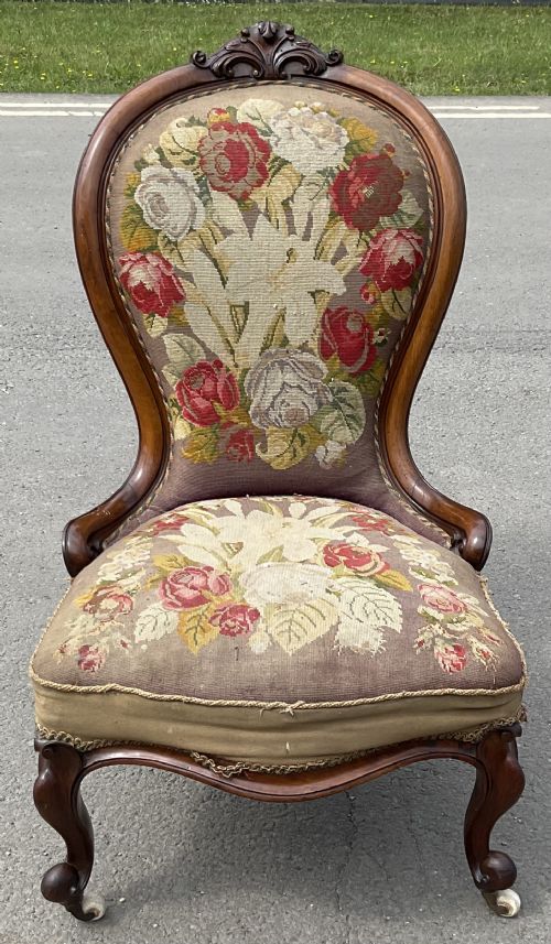 VICTORIAN MAHOGANY FRAMED NURSING CHAIR - ADDITIONAL PHOTO 1