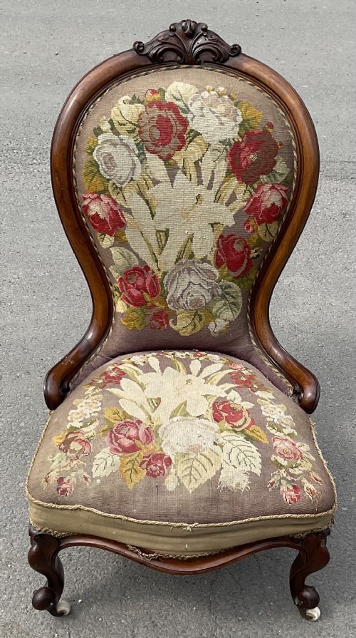 VICTORIAN MAHOGANY FRAMED NURSING CHAIR - ADDITIONAL PHOTO 2
