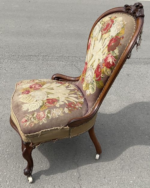 VICTORIAN MAHOGANY FRAMED NURSING CHAIR - ADDITIONAL PHOTO 5