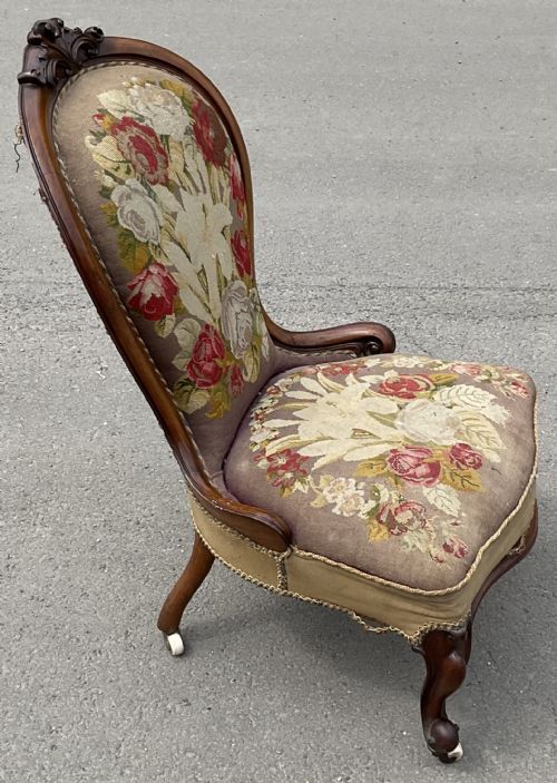 VICTORIAN MAHOGANY FRAMED NURSING CHAIR - ADDITIONAL PHOTO 8