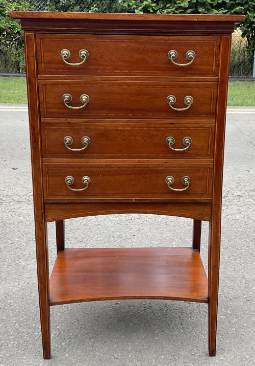 EDWARDIAN INLAID MAHOGANY SHEET MUSIC CABINET - ADDITIONAL PHOTO 1