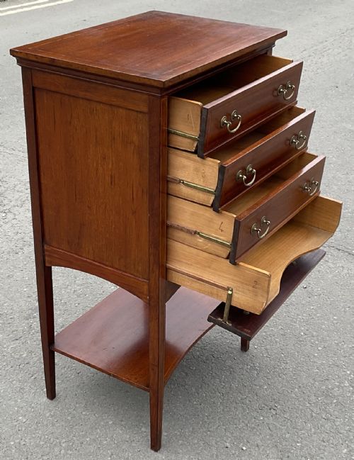 EDWARDIAN INLAID MAHOGANY SHEET MUSIC CABINET - ADDITIONAL PHOTO 4
