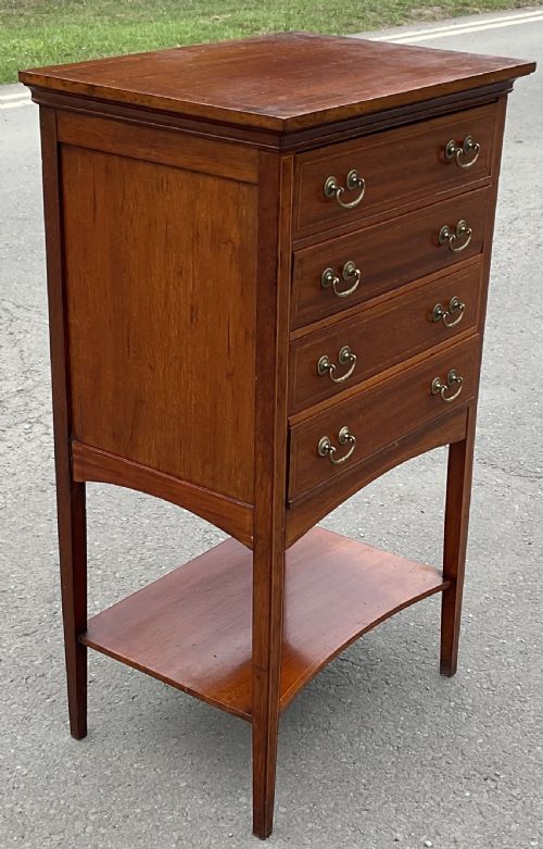 EDWARDIAN INLAID MAHOGANY SHEET MUSIC CABINET - ADDITIONAL PHOTO 5