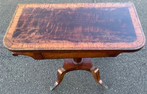 REGENCY MAHOGANY FOLDOVER PEDESTAL CARD TABLE - ADDITIONAL PHOTO 1