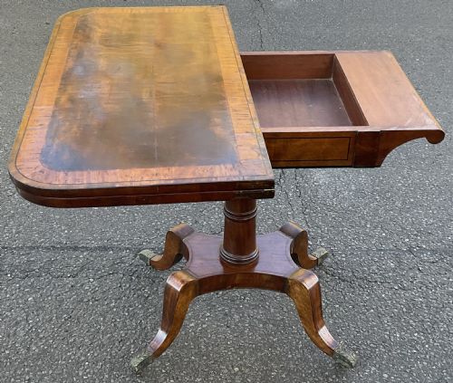 REGENCY MAHOGANY FOLDOVER PEDESTAL CARD TABLE - ADDITIONAL PHOTO 2