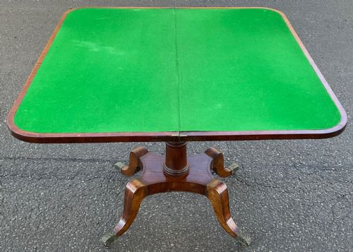 REGENCY MAHOGANY FOLDOVER PEDESTAL CARD TABLE - ADDITIONAL PHOTO 3