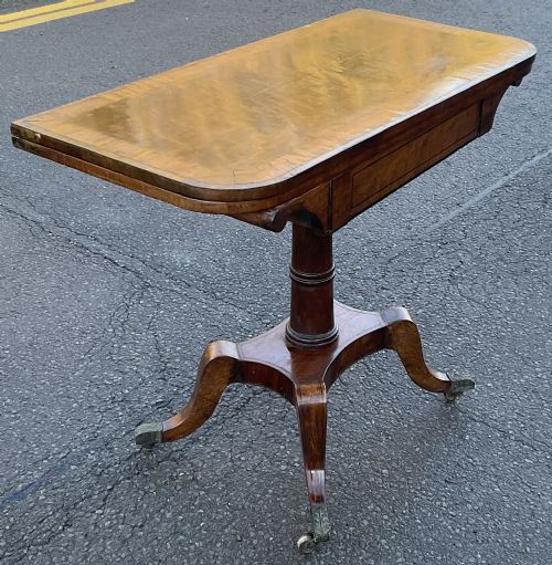REGENCY MAHOGANY FOLDOVER PEDESTAL CARD TABLE - ADDITIONAL PHOTO 4