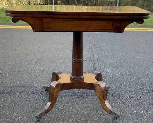 REGENCY MAHOGANY FOLDOVER PEDESTAL CARD TABLE - ADDITIONAL PHOTO 5