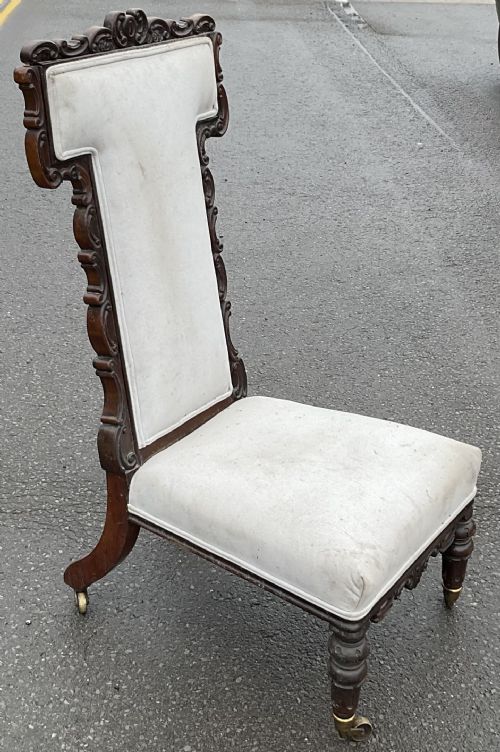 VICTORIAN MAHOGANY PRAYER CHAIR - ADDITIONAL PHOTO 7