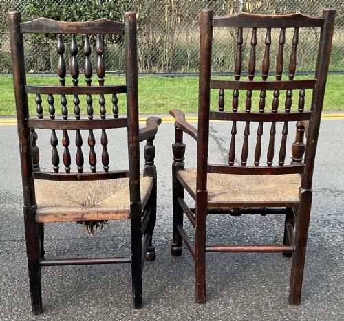SET OF EIGHT VICTORIAN ELM SPINDLEBACK RUSH SEAT DINING CHAIRS - ADDITIONAL PHOTO 4