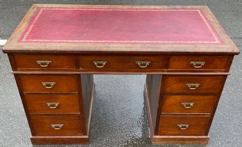 VICTORIAN MAHOGANY KNEEHOLE WRITING DESK - ADDITIONAL PHOTO 1