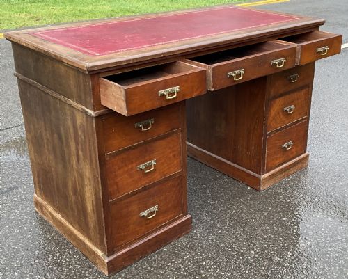 VICTORIAN MAHOGANY KNEEHOLE WRITING DESK - ADDITIONAL PHOTO 5