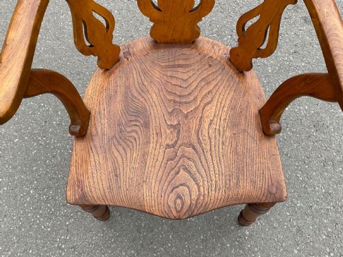 VICTORIAN ELM CAPTAINS ARMCHAIR - ADDITIONAL PHOTO 2