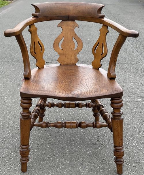 VICTORIAN ELM CAPTAINS ARMCHAIR - ADDITIONAL PHOTO 3