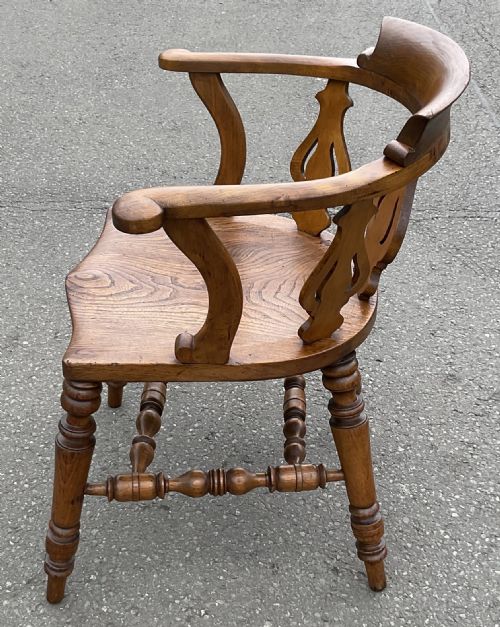 VICTORIAN ELM CAPTAINS ARMCHAIR - ADDITIONAL PHOTO 4