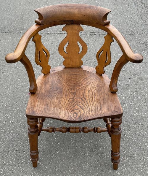 VICTORIAN ELM CAPTAINS ARMCHAIR - ADDITIONAL PHOTO 5