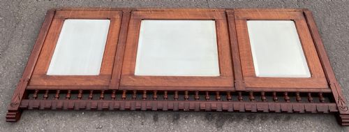 VICTORIAN GOTHIC LARGE OAK OVERMANTEL MIRROR - ADDITIONAL PHOTO 4
