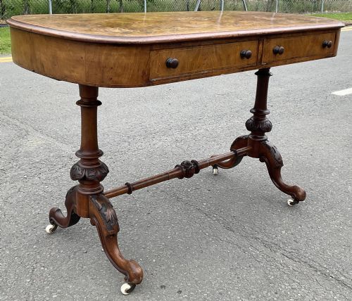 VICTORIAN BURR WALNUT INLAID WRITING TABLE - ADDITIONAL PHOTO 6