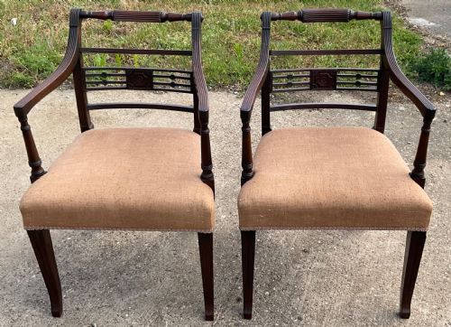 PAIR GEORGIAN MAHOGANY CARVER ARMCHAIRS - ADDITIONAL PHOTO 1
