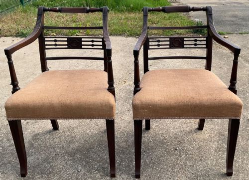 PAIR GEORGIAN MAHOGANY CARVER ARMCHAIRS - ADDITIONAL PHOTO 6