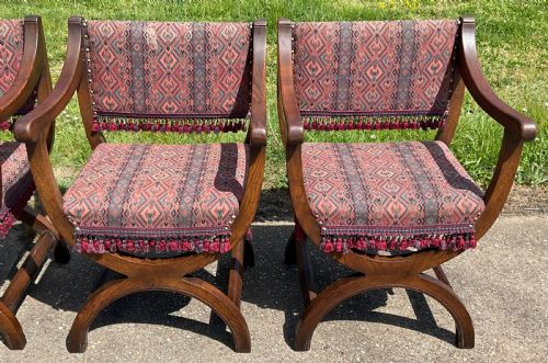 SET OF SIX OAK CROSSFRAME ARMCHAIRS - ADDITIONAL PHOTO 1